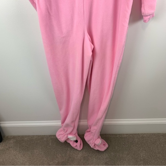 Nick and Nora Womens Pink Fleece Bunny Rabbit Footed Pajamas One Piece Size S - Picture 3 of 13